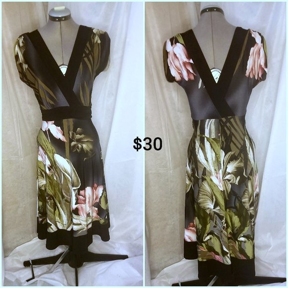 Ricki's dress, XS, black with olive green and pink - Picture 1 of 1